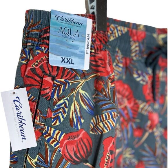 NWT Caribbean Aqua Collection Men's Shorts 9" Inseam‎ Poppy Floral Size XXL - Picture 4 of 6